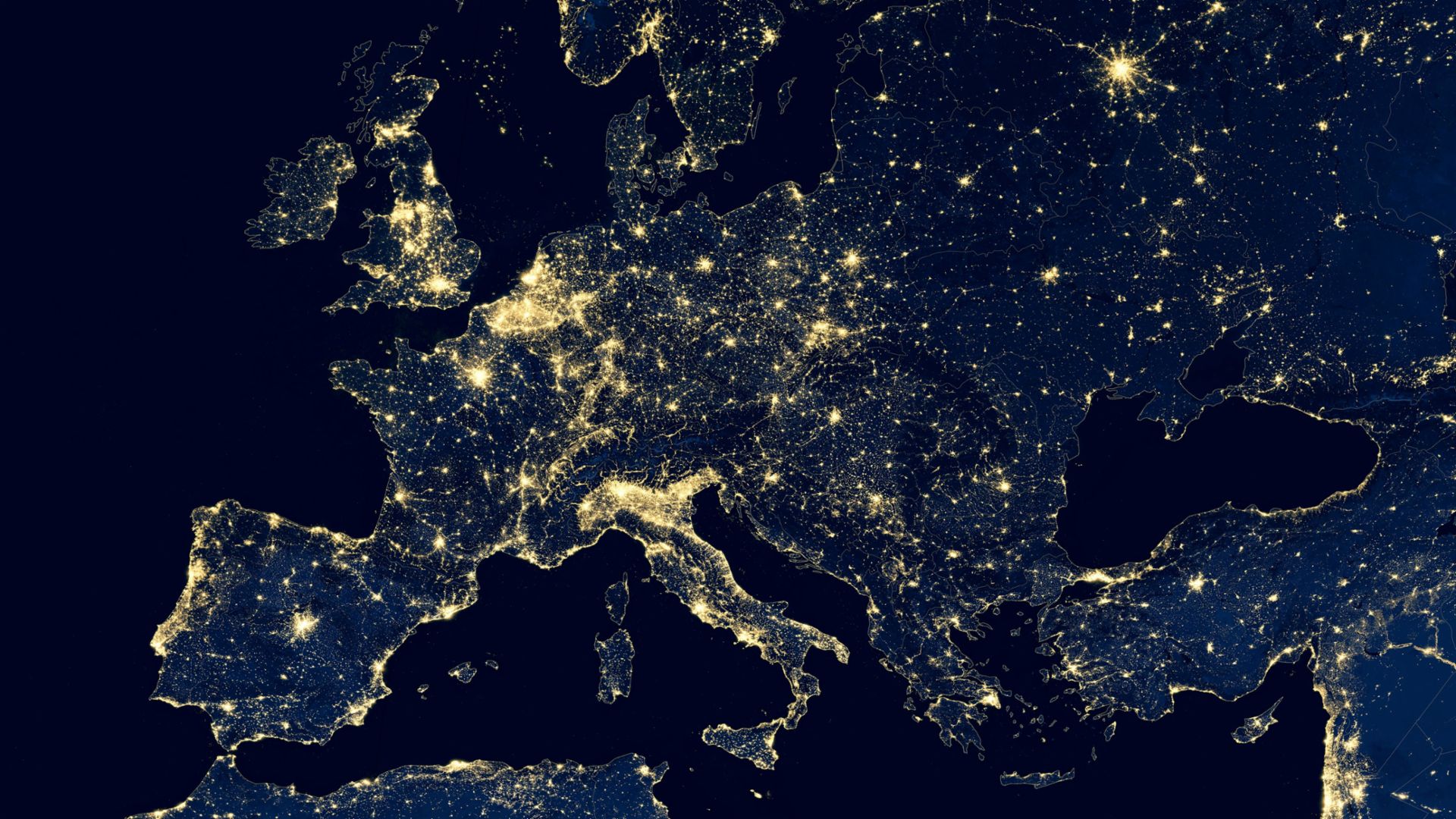 Space image of Europe at night