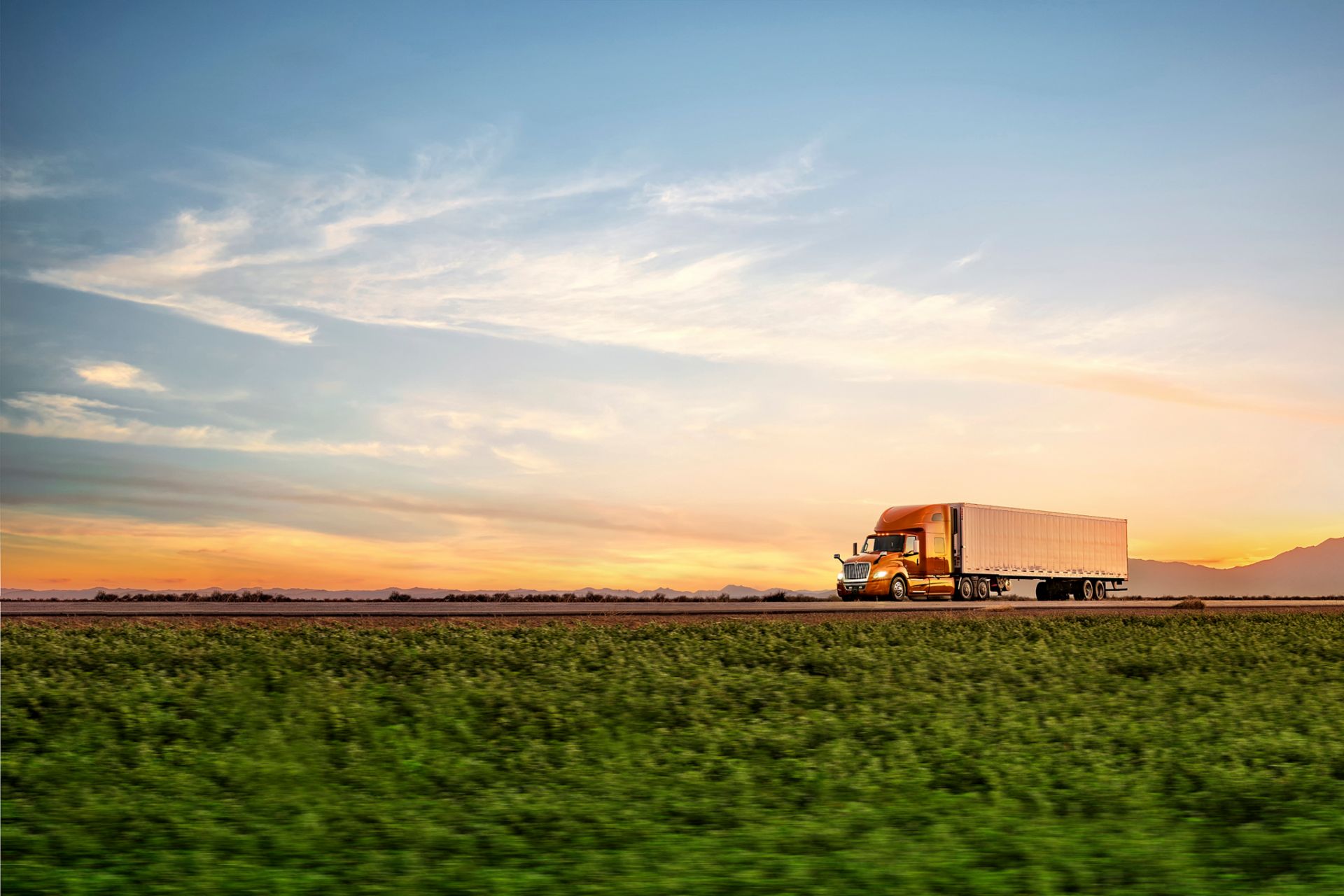 Navistar Truck fährt in der Wüste der USA 
                 