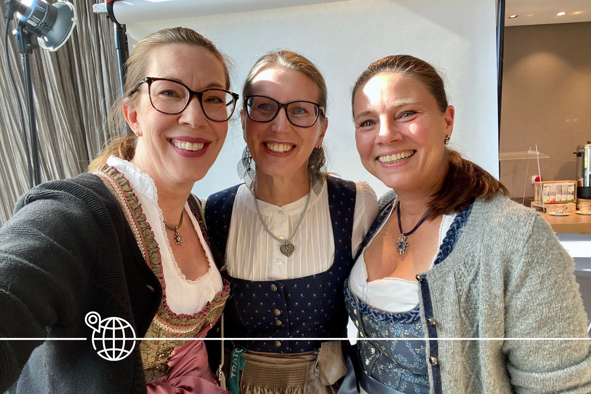 In a good mood, I am preparing for last year's Oktoberfest with my colleagues Marianne Ekstedt (centre) from TRATON AB and Kerstin de Vaan from TRATON SE. Of course, we are wearing a dirndl, the typical Bavarian traditional dress.
